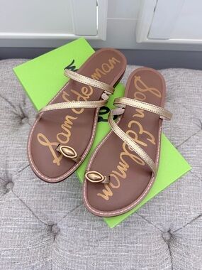 Sam Edelman Harlan Gold Metallic Strappy Sandals